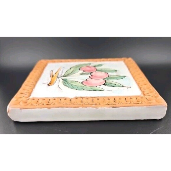 Horchow Italian Glazed Terracotta 6.5" Radish Fruits Wall Art Tiles Italy - Picture 2 of 7